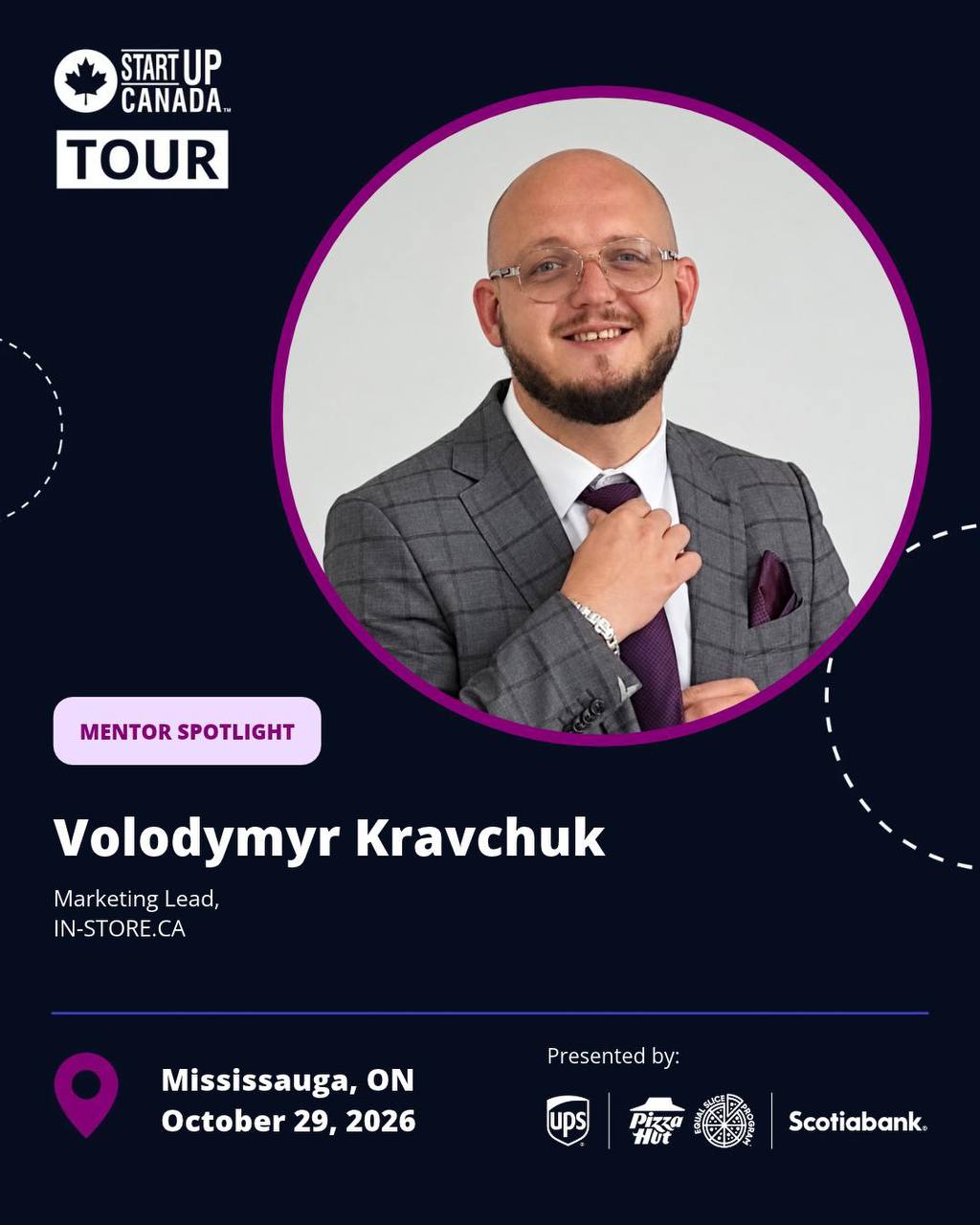 Volodymyr Kravchuk featured as a Startup Canada Tour mentor for Mississauga